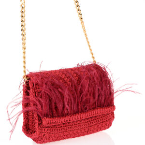 cross body feather red bag