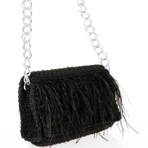 cross body feather black bag